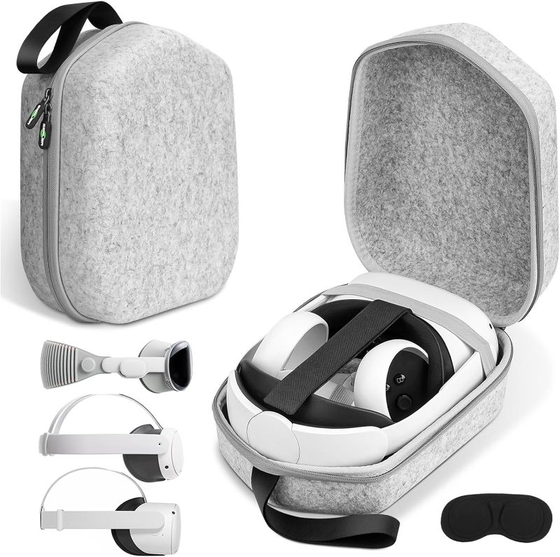 Photo 1 of Hard Carrying Case Compatible with Meta Oculus Quest 2/Quest 3/Vision Pro Original/Elite Version VR Gaming Headset and Touch Controllers Accessories, Suitable for Travel and Home Storage
