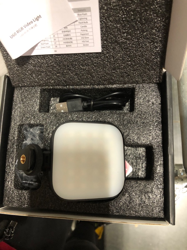 Photo 1 of Ulanzi U60 RGB Video Light, Portable LED Camera Light with 360° Color CRI?95 2500-9000K Dimmable Panel Lamp,2500mAh LED Panel Photography Lighting w Quick Release Cold Shoe Adapter and Clip-Black