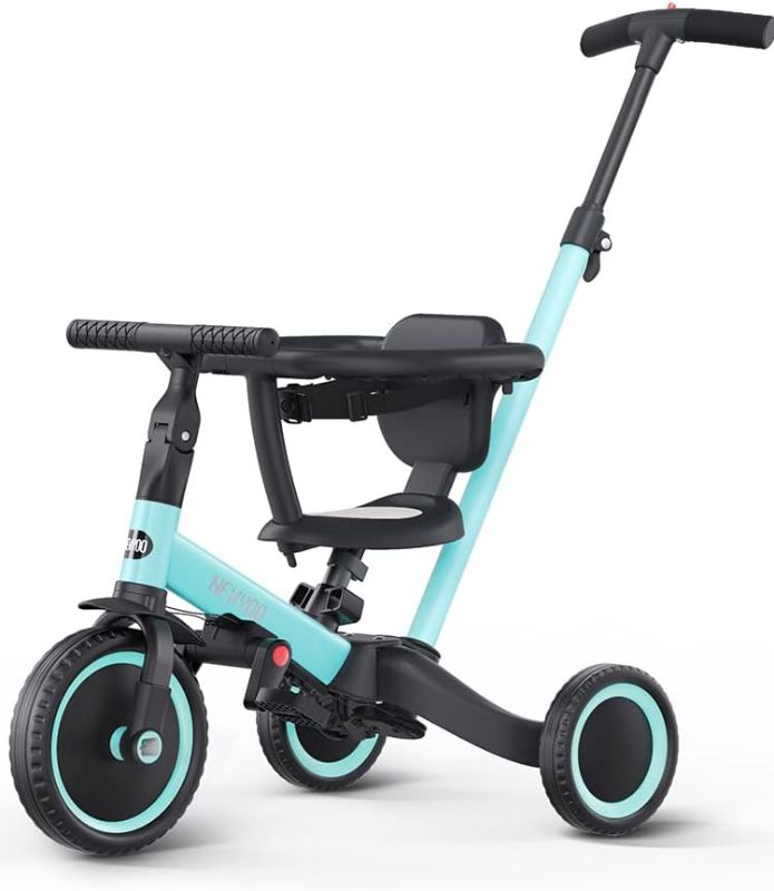 Photo 1 of newyoo Toddler Tricycles for 1-3 Year Olds, Toddler Bike, Baby Balance Bike, Christmas & Birthday Gift for Boy & Girl, Trike with Parent Push Handle, Safety Guard, Backrest & Safety Belt, Blue, TR008
