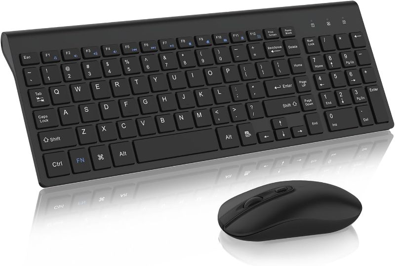 Photo 1 of cimetech Wireless Keyboard and Mouse Combo, Compact Full Size Wireless Computer Keyboard and Mouse Set 2.4G Ultra-Thin Sleek Design for Windows, Computer, Desktop, PC, Notebook - Black
