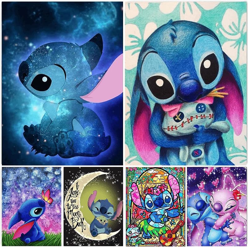 Photo 1 of 6 Pack Stitch Diamond Art Painting Kits for Adults&Kids 5D Cartoon Diamond Art Kit for Beginners DIY Paint with Round Full Drill Gem Art Painting for Home Wall Decor (11.8x15.7inch)
