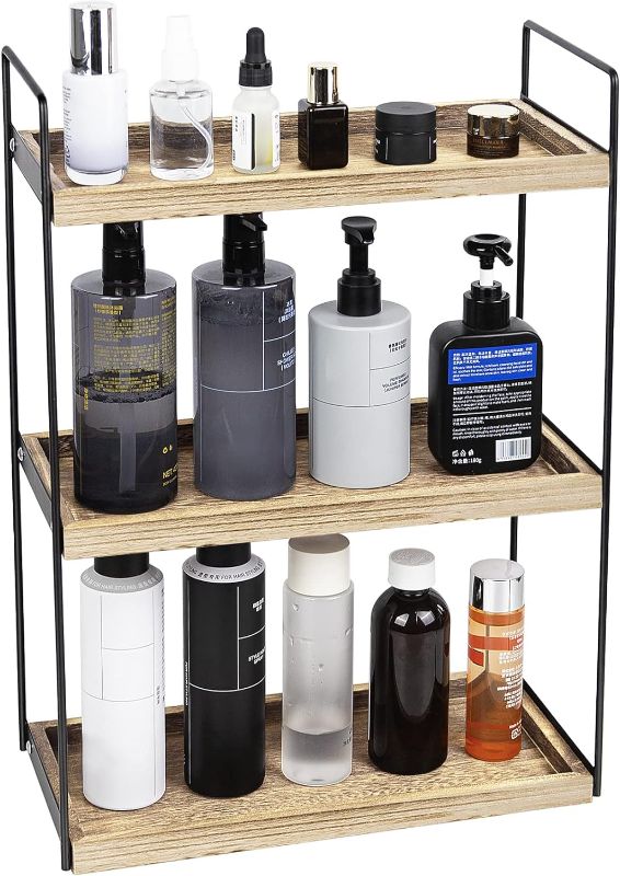 Photo 1 of 3 Tier Bathroom Countertop Organizer,Countertop Organizer,Counter Standing Rack, Countertop Storage Shelf,Bathroom Sink Shelf(Light Brown)
