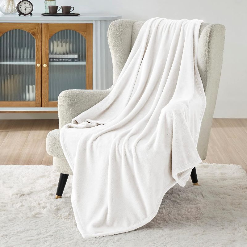 Photo 1 of 
Bedsure White Fleece Blanket 50x70 Blanket - 300GSM Soft Lightweight Plush Cozy Blankets for Bed, Sofa, Couch, Travel, Camping