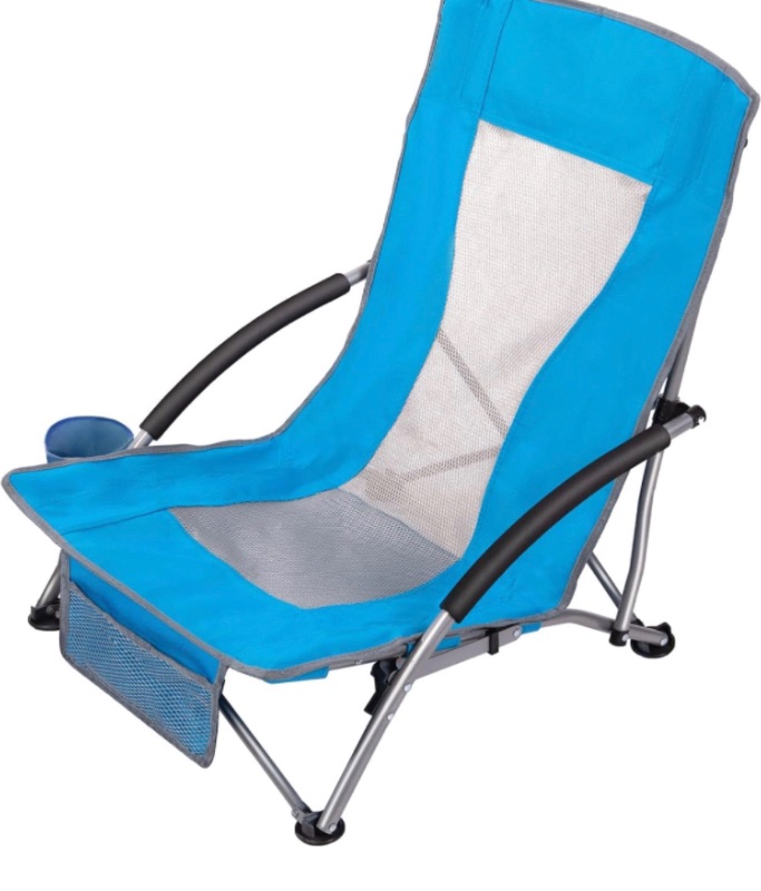 Photo 1 of Coastrail Outdoor Beach Chair Folding Lightweight Mesh Low Sling Sand Chair for Camping Outdoor Lawn, Carry Bag Included, Supports 250lbs, Blue, 22''W x 15'' D x 27''H
 
