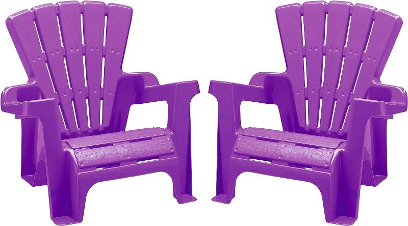 Photo 1 of American Plastic Toys Kids’ Adirondack (2-Pack, Purple), Stackable, Outdoor, Beach, Lawn, Indoor, Lightweight, Portable, Wide Armrests, Comfortable Lounge Chairs for Children