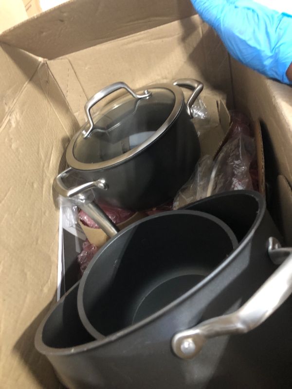 Photo 5 of ****DENTED SIDES**** 
Anolon Accolade Forged Hard Anodized Nonstick Cookware Pots and Pans Set, 12 Piece - Moonstone Gray