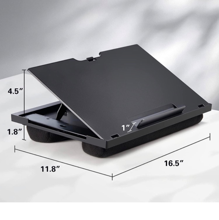 Photo 1 of djustable Lap Desk - with 6 Adjustable Angles, Detachable Mouse Pad, & Dual Cushions Laptop Stand for Car Laptop Desk, Work Table, Lap Writing Board & Drawing Desk on Sofa or Bed by HUANUO