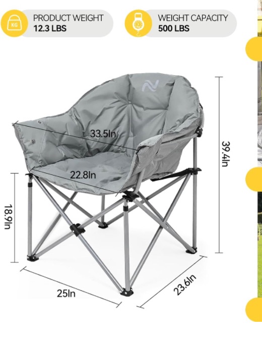 Photo 1 of  for children NAIZEA Heated Camping Chair, Patio Lounge Chairs with 3 Heat Levels, Portable Folding Camping Chairs Heated Chair, Moon Saucer Chair Folding Chair Sports Chair Outdoor Chair Lawn Chair