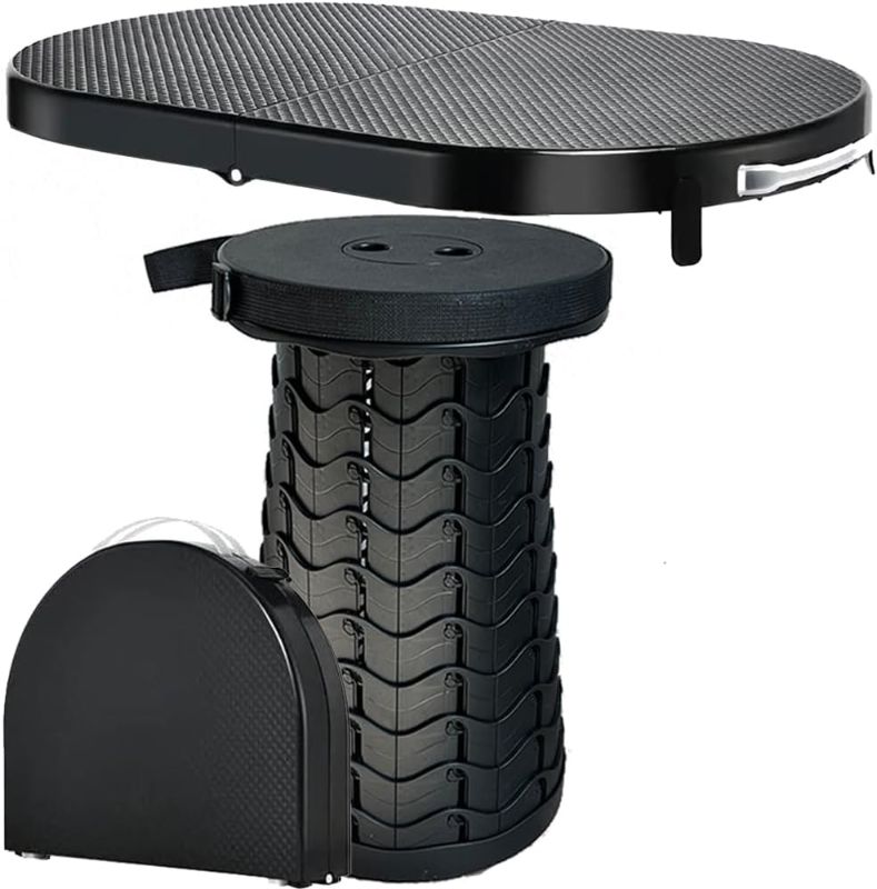 Photo 1 of Collapsible Table and Stool Combo 2-in-1 Folding Stool and Portable Table for Travel Camping Picnic BBQ Party