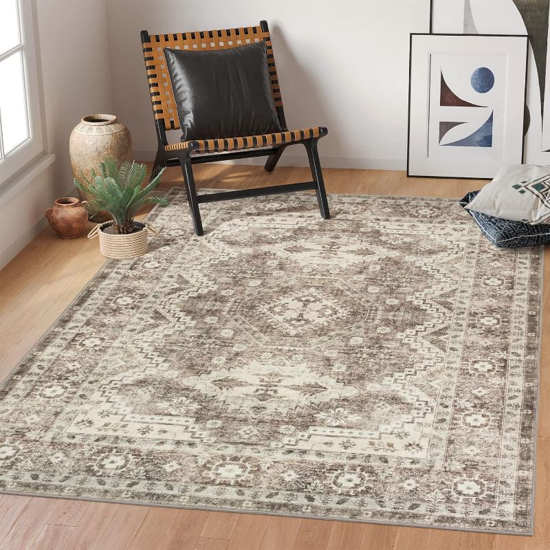 Photo 1 of ***Similar***Rugland 5x7 Area Rugs - Stain Resistant Washable Rug, Anti Slip Rugs for Living Room, Vintage Tribal Area Rugs(TPR07-Ivory, 5'x7')
