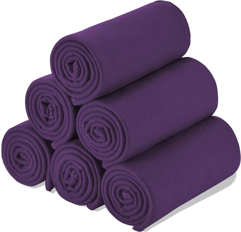 Photo 1 of Fleece Throw Blanket Set Bulk for Travel Kids Outdoor Wedding Pet (Purple, Pack of 6 50x60 Inches)
