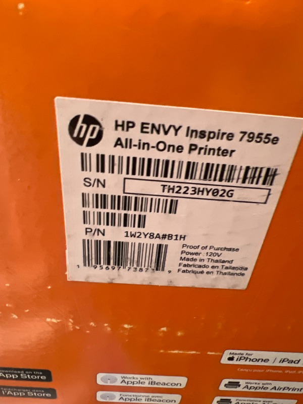 Photo 3 of HP Envy Inspire 7955e Wireless Color All-in-One Printer with Bonus 6 Months Instant Ink with HP+ (1W2Y8A)