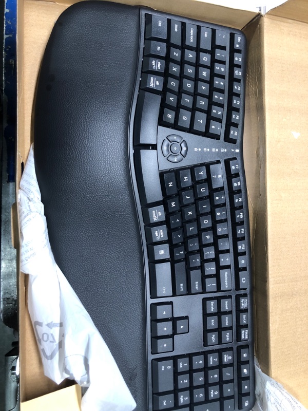 Photo 3 of MEETION Ergonomic Wireless Keyboard and Mouse, Ergo Keyboard with Vertical Mouse, Split Keyboard with Cushioned Wrist, Palm Rest, Natural Typing, Rechargeable, Full Size, Windows/Mac/Computer/Laptop ***stock photo mouse not included***