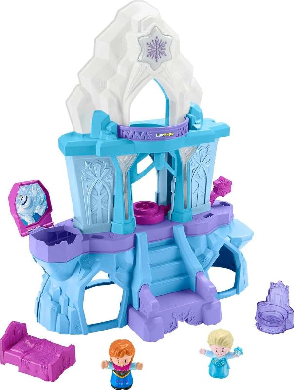 Photo 1 of Disney Frozen Toy, Little People Playset with Anna and Elsa Toys Lights and Music for Toddlers, Elsa's Enchanted Lights Palace