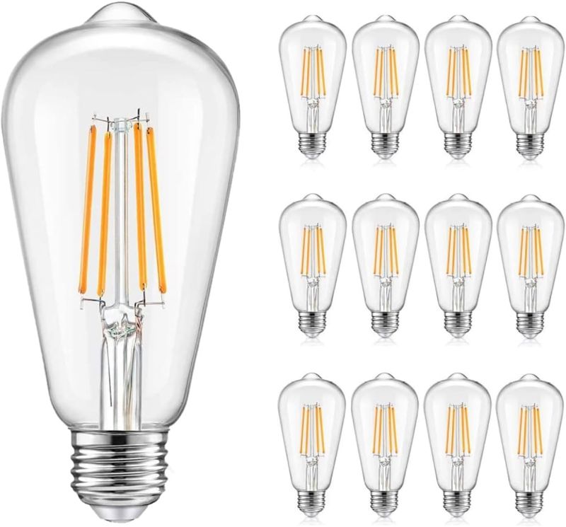 Photo 1 of 12 Pack Dimmable LED Edison Bulbs 40W Equivalent,4 Watt LED Filament Bulb,2700K Soft Warm ST19 Light Bulb,450LM E26 Vintage LED Bulbs for Ceiling Light Fixtures