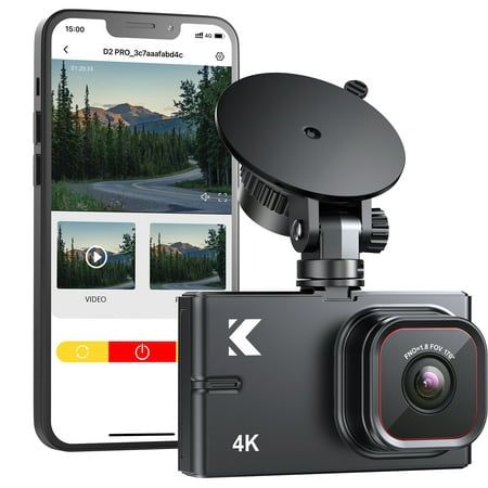 Photo 1 of 4K Dash Cam Front and Rear with WiFi - Kingslim D2 Pro 4K Front and 1080P Rear Dual Dash Cam for Cars Car Dashboard Camera with Night Vision and Park