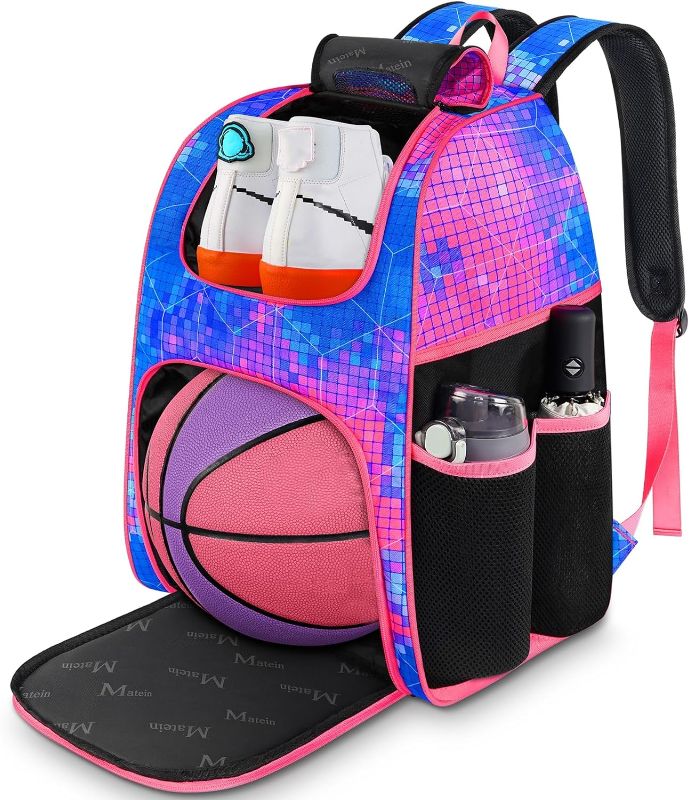 Photo 1 of 
MATEIN Basketball Bag, Sturdy Soccer Bag with Ball Holder & Shoe Compartment, Large Basketball Backpack for Training Equipment, Water Resistant Sports...
