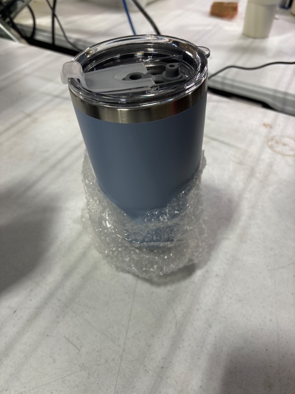 Photo 1 of 30oz Blue Tumbler Stainless Steel Double Wall Vacuum Insulated Mug with Straw and Lid, Cleaning Brush for Cold and Hot Beverages Skyblue