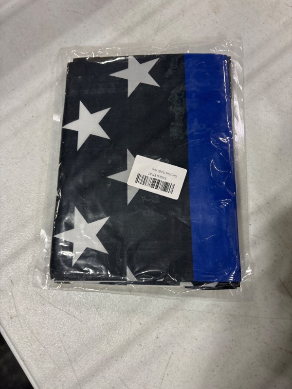 Photo 2 of 2 Pack Thin Blue Line USA Flags 3X5 FT- Double Stitched American Police Flags-Vivid Color Blue Lives Matter Flags with Brass Grommets Police Flag-2Pack