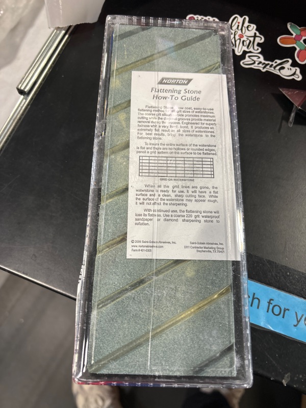 Photo 3 of Norton 69936687444 Flattening Stone With Diagonal Grooves For Waterstones, Coarse Grit Silicon Carbide Abrasive, Superbly Flat With Hard Bond, Plastic Case, 9" x 3" x 3/4"