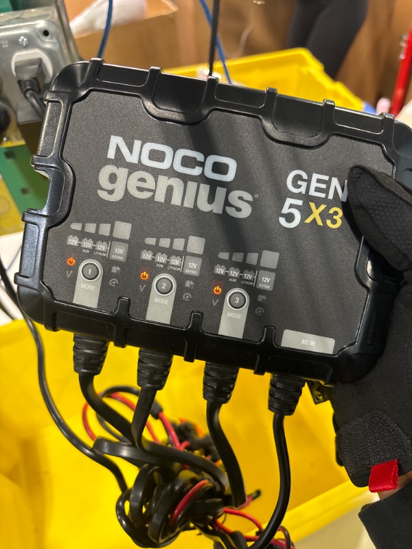 Photo 2 of 
NOCO Genius GEN5X3, 3-Bank, 15A (5A/Bank) Smart Marine Battery Charger, 12V Waterproof Onboard Boat Charger, Battery Maintainer and Desulfator for AGM,...