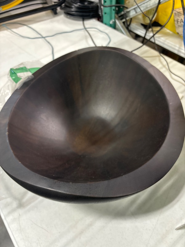 Photo 2 of **** MAJOR DAMGED****nambe Butterfly Acacia Wood Salad Bowl with 2 Salad Servers | Made of Acacia wood and Nambe Alloy | Large Deep Wooden Bowls | Acacia Wood Salad Bowl Set | Espresso (16-in)***USED***BOWL IS DAMAGED ON THE SIDE***PLEASE SEE PHOTOS*** **