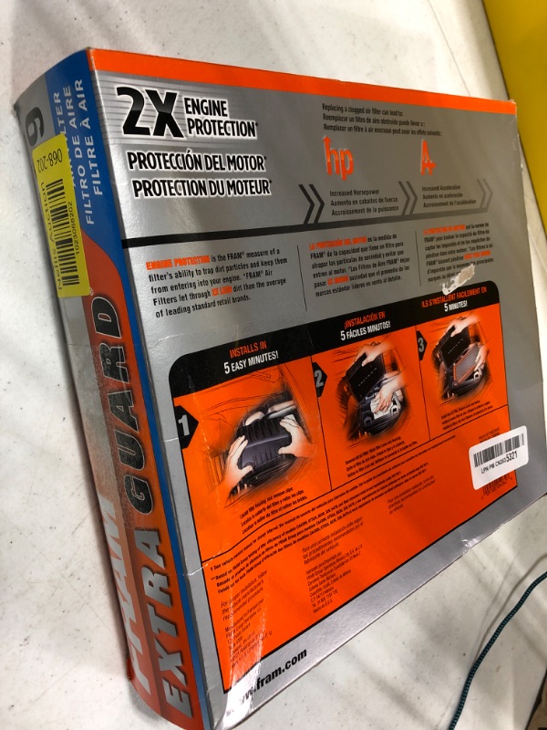 Photo 3 of FRAM Extra Guard CA9589 Replacement Engine Air Filter for Select Dodge Ram Models, Provides Up to 12 Months or 12,000 Miles Filter Protection