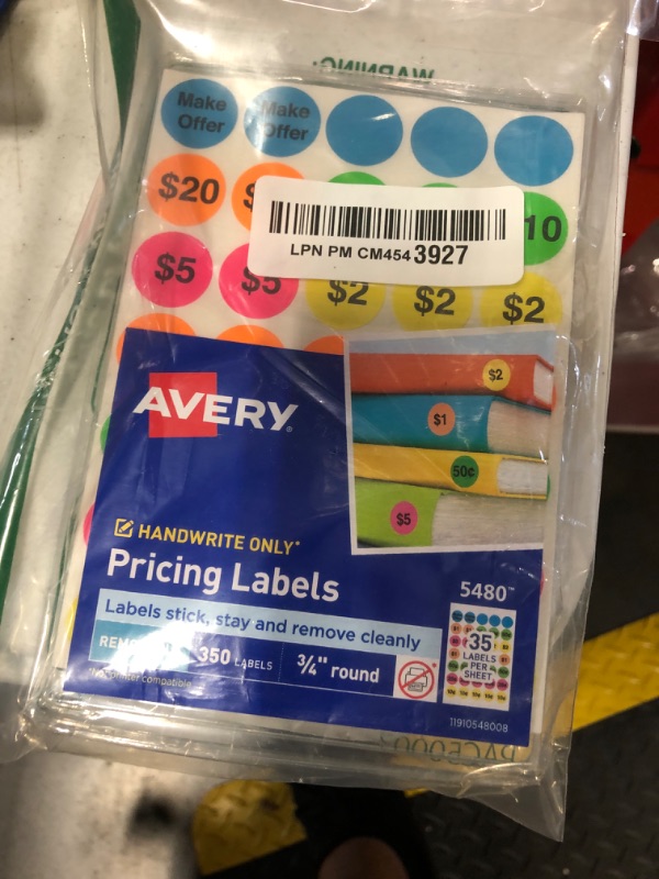 Photo 2 of Avery Preprinted Removable Pricing Labels, 3/4 Inch Round Labels, Assorted Neon Colors, Non-Printable, 350 Pricing Stickers Total (5480)