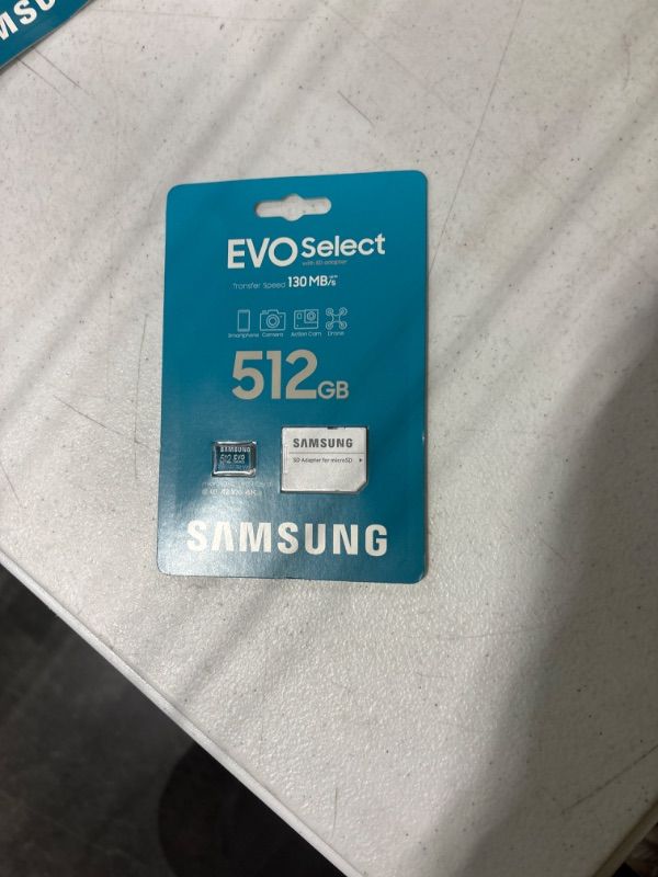 Photo 2 of 
SAMSUNG EVO Select Micro SD-Memory-Card + Adapter, 512GB microSDXC 130MB/s Full HD & 4K UHD, UHS-I, U3, A2, V30, Expanded Storage