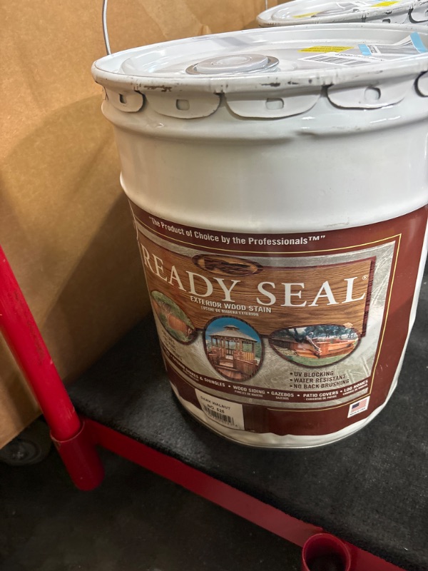 Photo 3 of Ready Seal 525 Exterior Stain and Sealer for Wood, 5-Gallon, Dark Walnut & Linzer 3550 Satin and Stain Block Brush-Poly/Bristle Blend