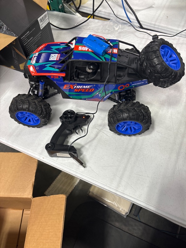 Photo 1 of DEERC DE60 Large 1:8 Scale Upgraded RC Cars Remote Control Car for Adults Boys,Off Road Monster Truck with Realistic Sound,2.4Ghz 4WD Rock Crawler Toy All Terrain Climbing,2 Batteries for 80 Min Play Classic Blue