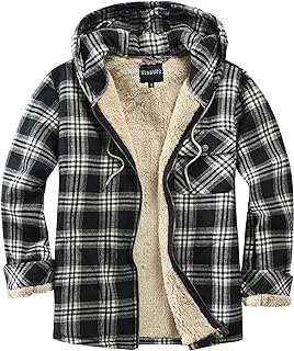 Photo 1 of Men's Full Zip Fleece Flannel Jackets Shirt Plaid Cotton