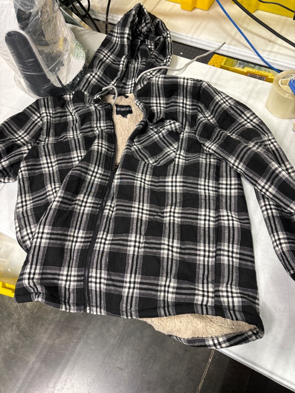 Photo 2 of Men's Full Zip Fleece Flannel Jackets Shirt Plaid Cotton