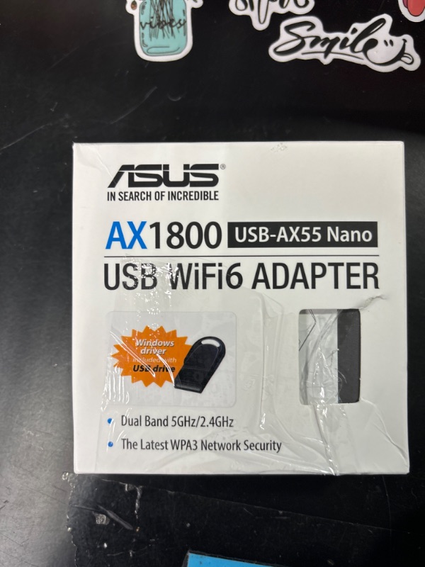 Photo 1 of ASUS AX1800 Dual Band WiFi 6 USB Adapter, WiFi 6, 802.11ax, WPA3 Network Security, 5GHz Frequency Band, Compact Size (USB-AX55 Nano)