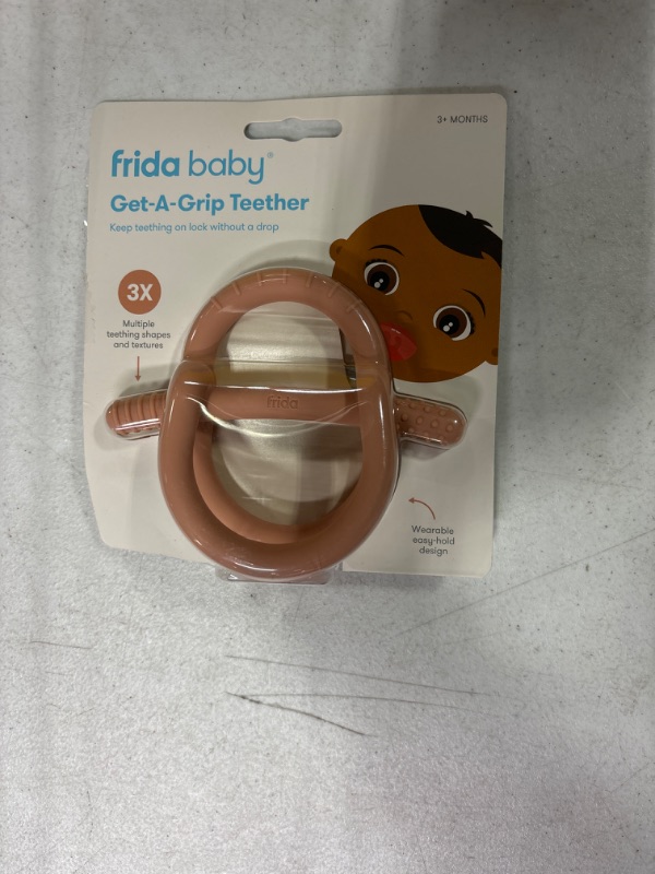 Photo 1 of Frida Baby Get-A-Grip Teether | 100% Food-Grade Silicone Teether Toy for Baby 0-6, 12, 18 Months Infant, Reaches Front, Back, and All New Teeth Types, Easy to Hold, Never Drop, BPA-Free, PVC-Free Muted Pink