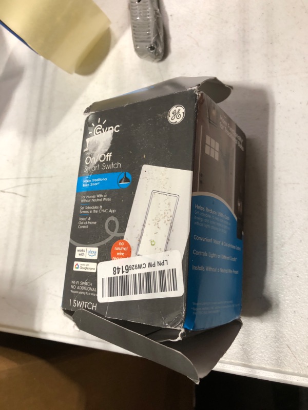 Photo 1 of GE CYNC Smart Light Switch On/Off Paddle Style, No Neutral Wire Required, Bluetooth and 2.4 GHz Wi-Fi Switch, Works with Alexa and Google Home, (1 Pack) Packaging May Vary Paddle No Neutral Wire