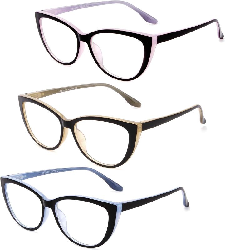 Photo 1 of CRGATV 3 Pack Reading Glasses Blue Light Blocking Stylish Cat Eye Computer Readers Anti Eyestrain & Glare for Women