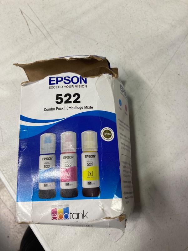 Photo 2 of EPSON T522 EcoTank Ink Ultra-high Capacity Bottle Color Combo Pack (T522520-S) & T522 EcoTank Ink Ultra-high Capacity Bottle Cyan (T522220-S) for Select Epson EcoTank Printers Ink + Ink Bottle Cyan