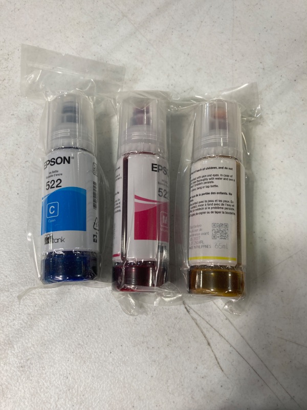 Photo 3 of EPSON T522 EcoTank Ink Ultra-high Capacity Bottle Color Combo Pack (T522520-S) & T522 EcoTank Ink Ultra-high Capacity Bottle Cyan (T522220-S) for Select Epson EcoTank Printers Ink + Ink Bottle Cyan