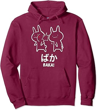 Photo 1 of Funny Anime Baka Rabbit Slap Hoodie - Baka Japanese Pullover XL Burgundy