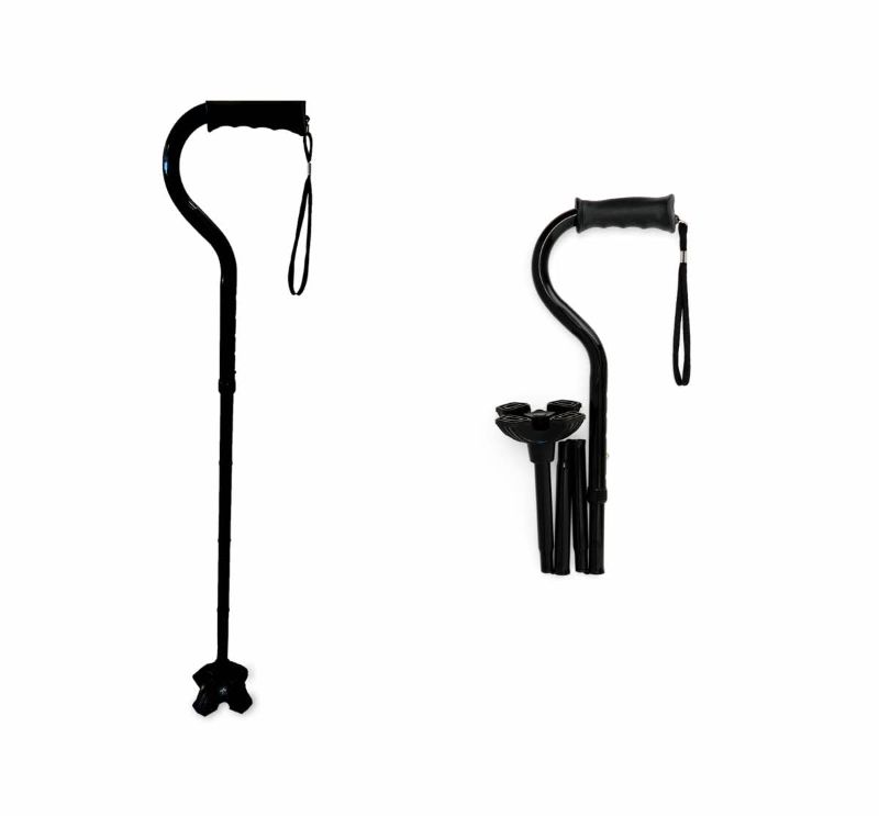 Photo 3 of 
Medline Offset Folding Cane, 4-Point Base with Cushioned Gel Handle, Supports up to 350 lbs, Black