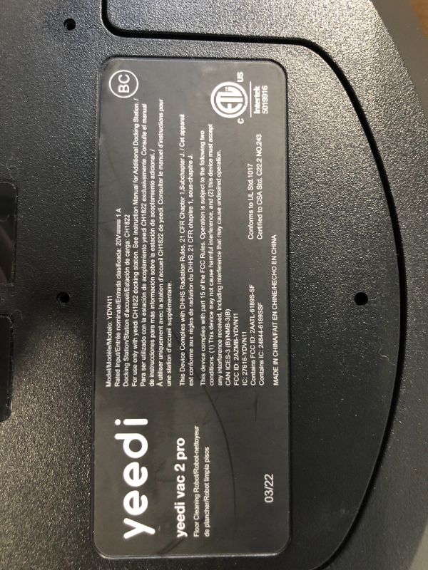 Photo 4 of ****NON FUNCTIONAL//SOLD AS PARTS**** 
yeedi vac 2 pro Robot Vacuum and Mop Combo,Powerful 3000Pa Suction with Oscillating Mopping, Advanced 3D Obstacle Avoidance,240min Runtime - Ideal for Carpet, Hard Floor Cleaning and Pets Family