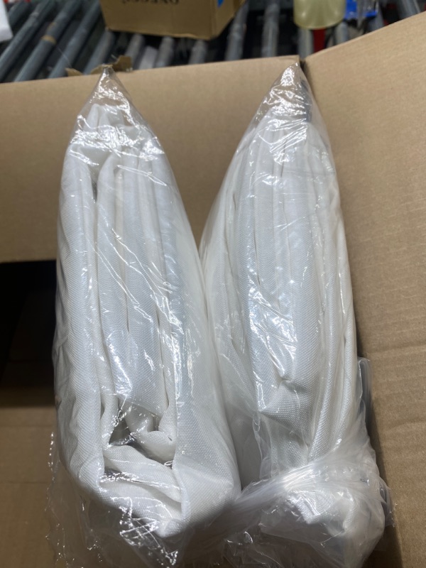 Photo 1 of 2 Pack White 8ft Polyester Fitted Tablecloth Rectangular Table Cover 96Lx30Wx30H Inch Wedding Banquet Party White 8ft 2Pack