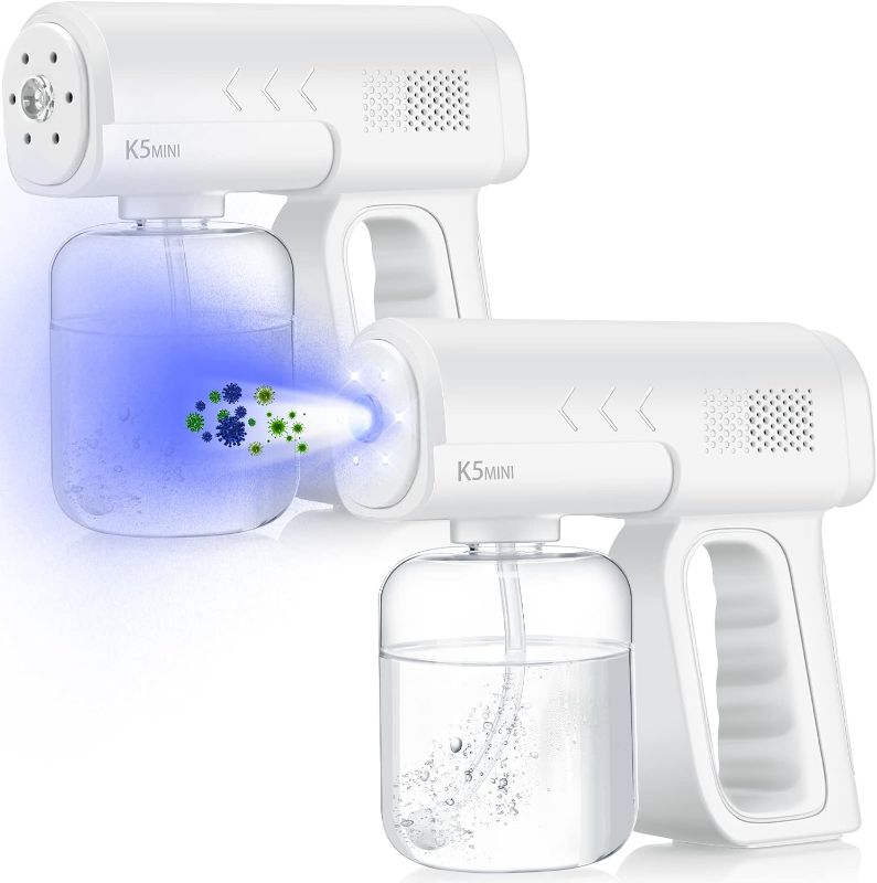 Photo 1 of 2 Pack Rechargeable Atomizer Sprayer Gun Handheld Nano Spray Cordless Disinfectant Steam Large Capacity Electric Fogger Machine Disinfection for Car School Home Hotel