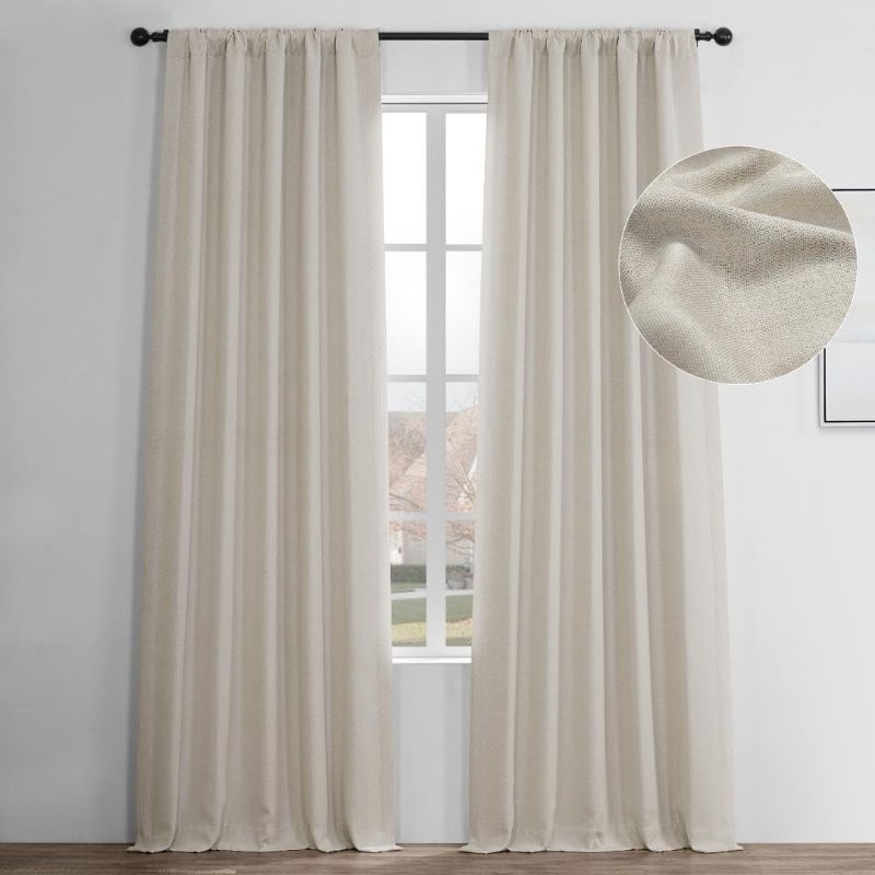 Photo 1 of HPD Half Price Drapes Faux Linen Room Darkening Curtains - 108 Inches Long Luxury Linen Curtains for Bedroom & Living Room (1 Panel), 50W X 108L, Birch
