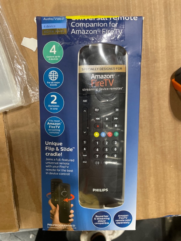 Photo 2 of Philips Universal Remote Control for Roku TV Slide-in Cradle Roku Remote Replacement for use as Roku Remote Samsung TV Remote Vizio Smart TV Remote TCL Roku TV Remote LG Remote 4-Device SRP2024R/27 Roku Companion