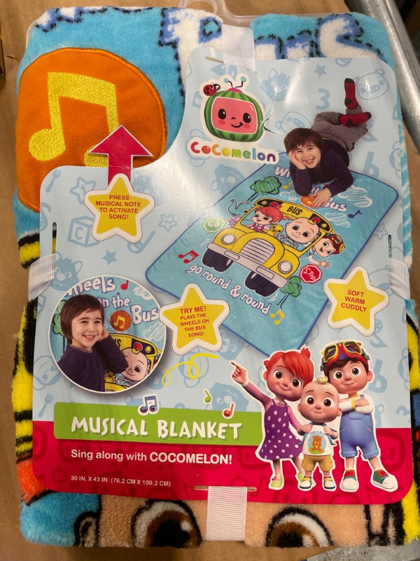 Photo 2 of CoComelon Musical Warm, Plush, Throw Blanket That Plays The Theme Song - Extra Cozy and Comfy for Your Toddler, Blue Musical Blanket