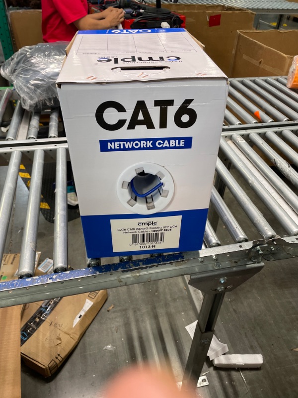 Photo 2 of Cmple - Cat6 Cable 1000ft Bulk Lan Ethernet Cat 6 Wire Network UTP 23AWG CMR Riser 10Gbps 550 MHz Pull Box 1000 Feet, Blue 1000 FT Blue