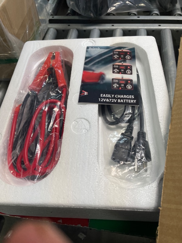 Photo 1 of Beleeb Adjustable Battery Charger 12V 24V 36V 48V 60V 72V Smart LCD Display Pulse Repair Desulfator Cable Clamps Automotive Maintainer for Golf Cart Mower Boats, PWCs Truck RV ATV SUV