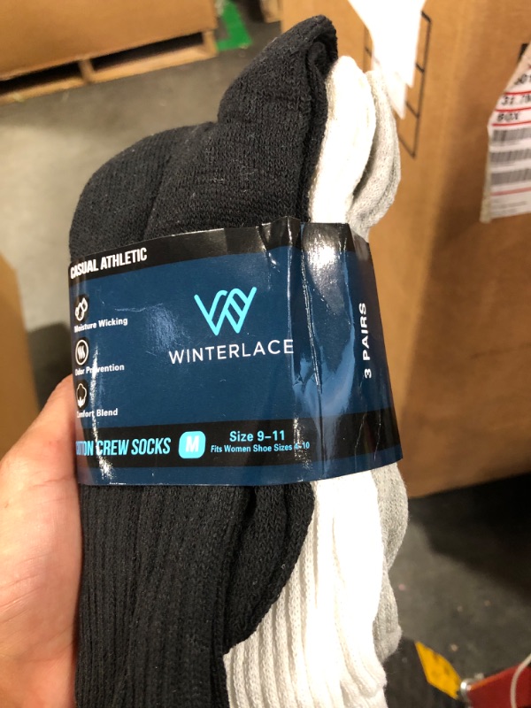 Photo 1 of 9 Pairs Cotton Crew Socks Mens Womens Moisture Wicking Casual Sports Athletic Bulk Pack
